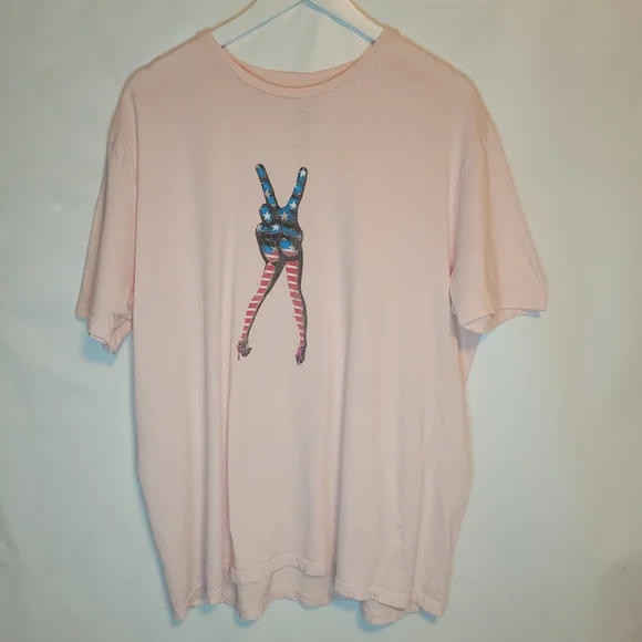 Altru Light Pink Graphic Tee with Americana Peace Legs - Picture 3 of 8